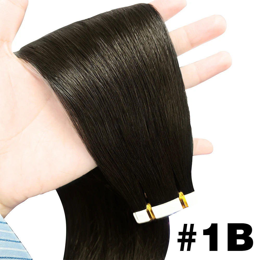 Tape In Hair Extensions Remy 100 Human Hair Straight Seamless Skin Weft Tape Hair Extensions Natural Black Hair For Women