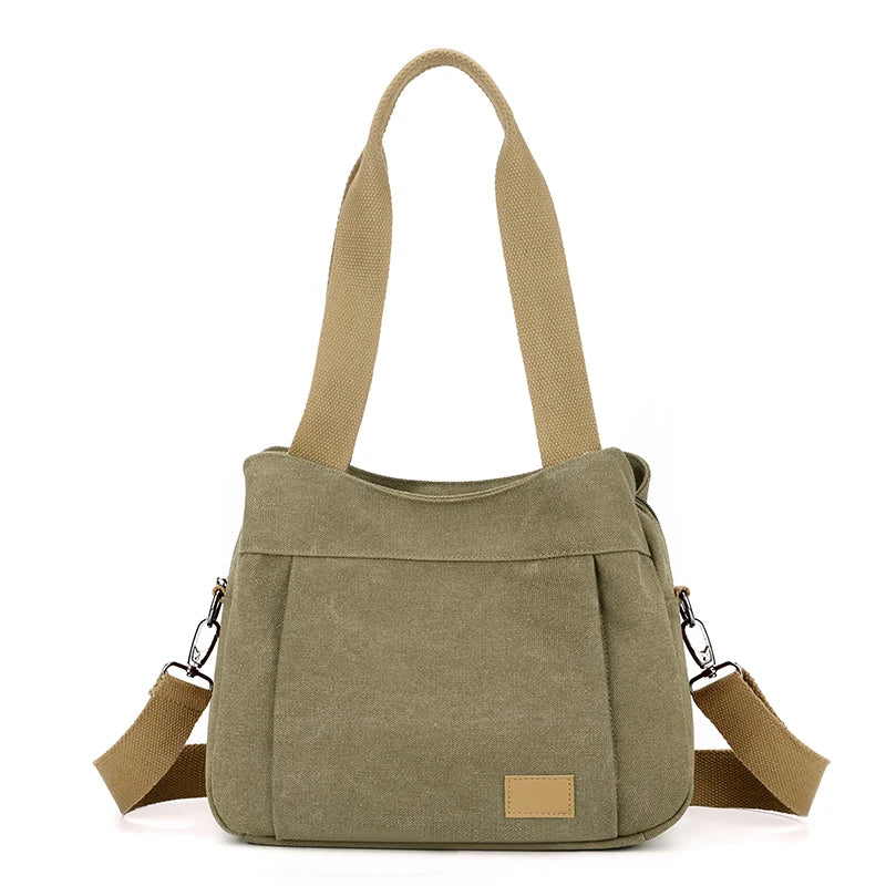 Retro Canvas Shoulder Bag Multifunctional Large Capacity Casual Crossbody Bag for Women