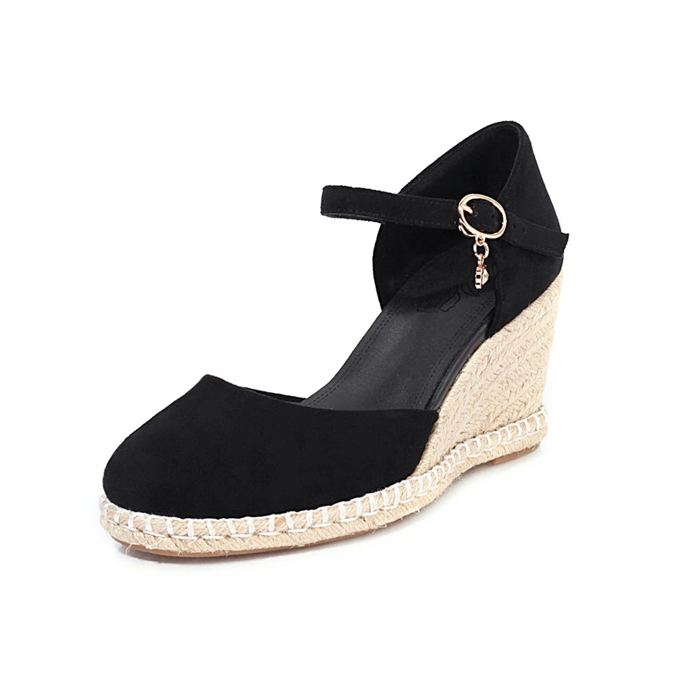 Spring New Women Espadrilles Leisure Wedges High Heels Lady Pumps Foothold Shoes Heel Slip On Round Toe for Femme Chaussures