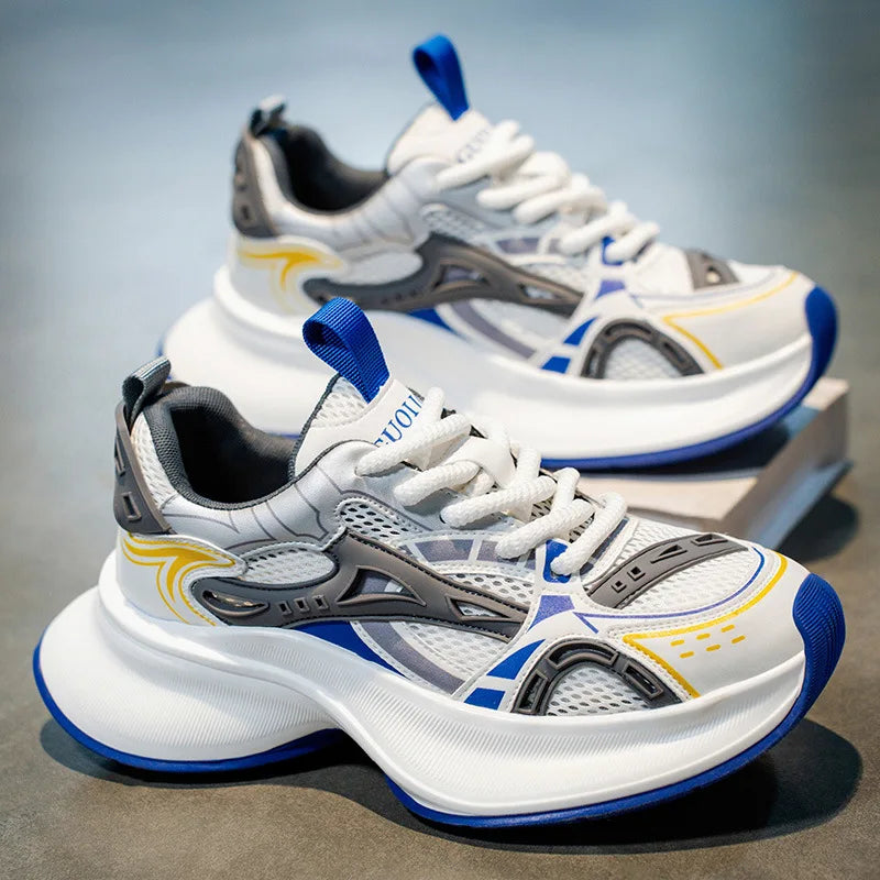 Breathable Cowhide Mesh Lace-Up Elevated High-End Comfortable Lightweight Anti-Slip Anti-Odor Sports Running Shoes Fashionable