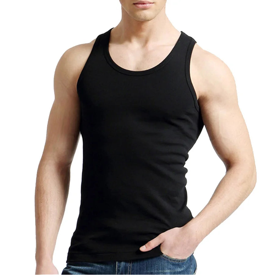 Tank Tops Men Fitness Cool Summer 100% Cotton Vest Male Sleeveless Tops Gym Slim Casual Undershirt Mens Gift 10 Colors 1PCS