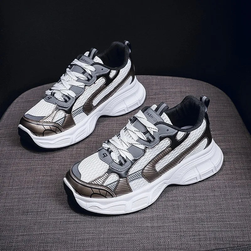 Dad's Shoes Women's New Versatile Student Thick Sole Height Increasing Sports and Leisure Breathable Running Shoes