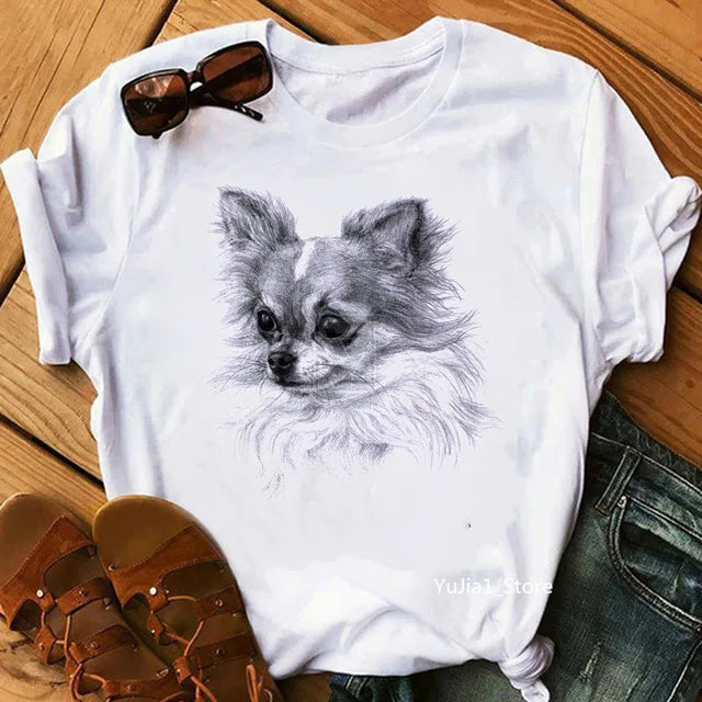 There's Advantages to Being Cute T Shirt Women funny Chihuahua print TShirt dog lover top lovely girl t-shirt tee shirt femme