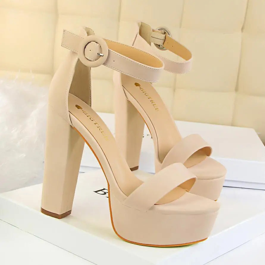 BIGTREE Shoes Women Pumps High Heels Shoes Women Heels Sexy Block Heels Fashion Women Sandals Platform Buckle New Ladies Shoes