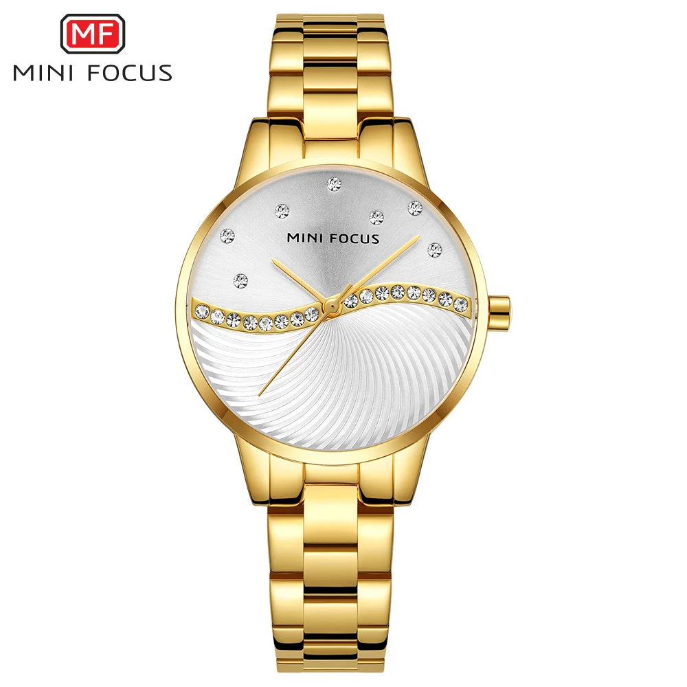 MINI FOCUS Womens Watches Top Brand Luxury Ladies Ultra Thin Watch Stainless Steel Waterproof Clock Quartz Wristwatch Woman 0263