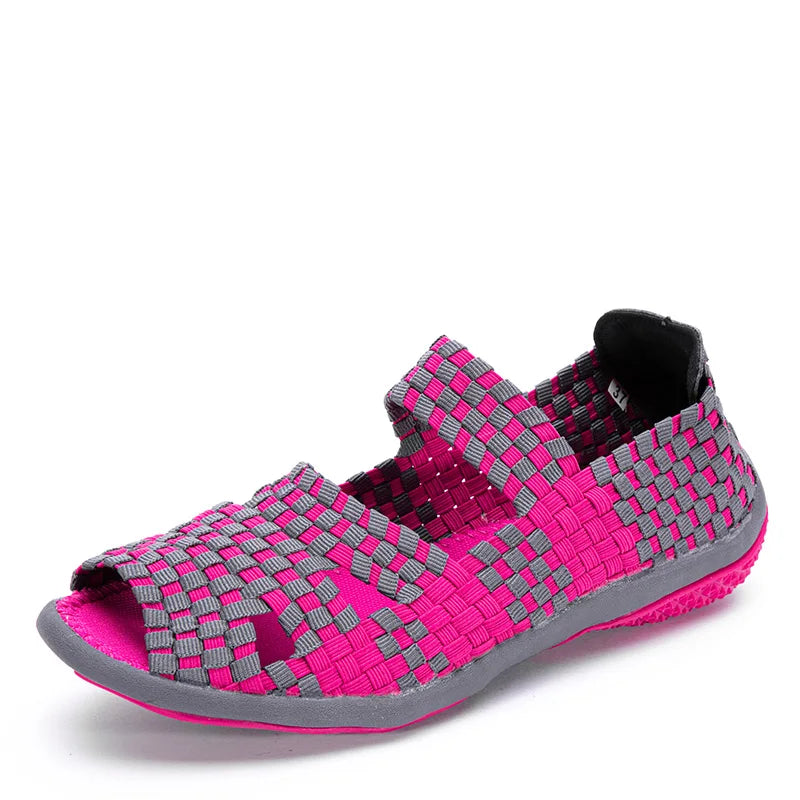 Women Flats Woven Shoes Breathable Summer Sneakers Female Casual Shoes For Walking Comfort Women Tenis Non-slip Zapatos Mujer