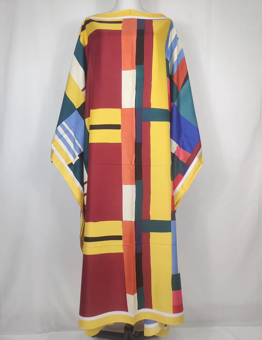 African Style New Fashion Multicolor Printed Loose Summer Boho Kaftan Dresses Oversized Europe Beach Swimwear Long Abaya