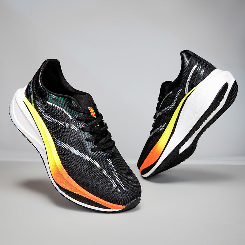Summer Single Mesh Breathable Carbon Plate Running Shoes for Men, Body Test, High School Entrance Examination Racing Students, Professional Sports Shoes, Shock-Absorbing Running Shoes for Women