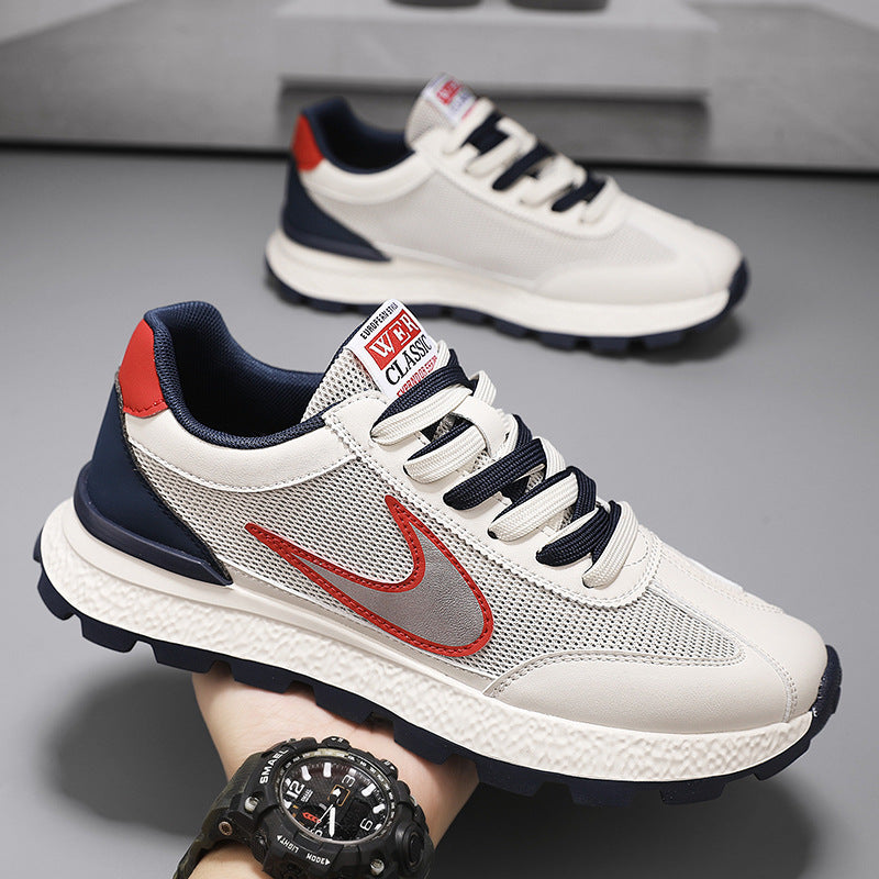Men's Shoes, New Autumn Style, Breathable, Lightweight, Soft-Soled Running Shoes, Youth Fashion Casual Shoes, Single Mesh Color-Blocking Sports Trendy Shoes