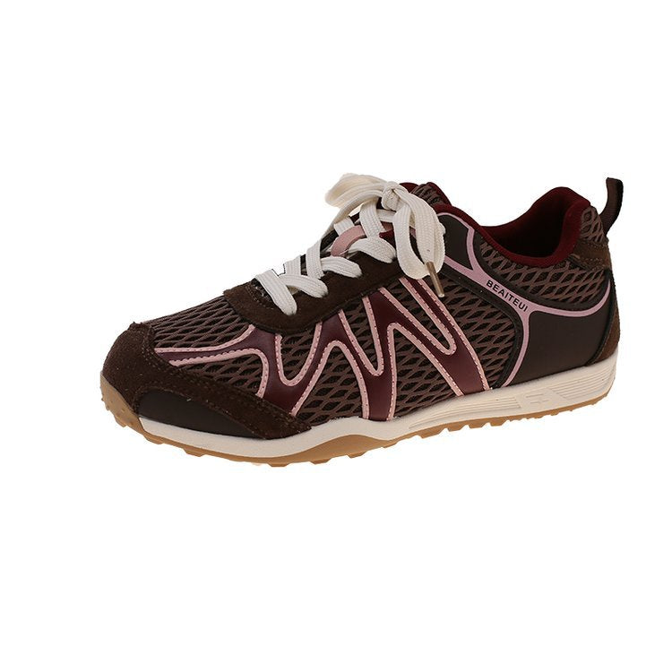 Summer Mesh Breathable Moral Training Shoes for Women 2025 New Versatile Mesh Forrest Gump Shoes Lace-Up Thick-Soled Casual Sports Shoes