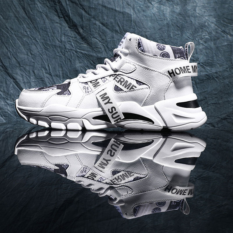 2024 New Fashionable Shoes Distinctive Autumn High-top Shoes Autumn and Winter Men's Shoes High-top Board Shoes Korean Fashionable Running Shoes for Students