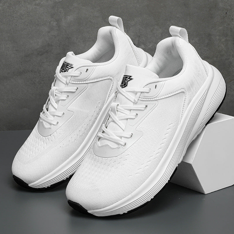 2025 New Couple Running Shoes Lightweight Shock-Absorbing Breathable Sports Shoes for Men and Women Youth Travel White Shoes Cross-Border