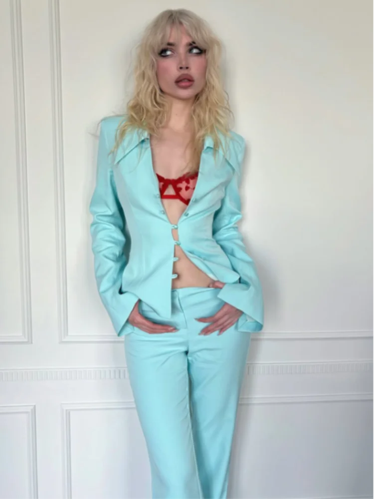 Women Skirt Set V-neck Necktie Detail Cropped Satin Blazer Solid Mini Skirt Elegant Formal Party Office Outfit 2 Piece Suit Y2K