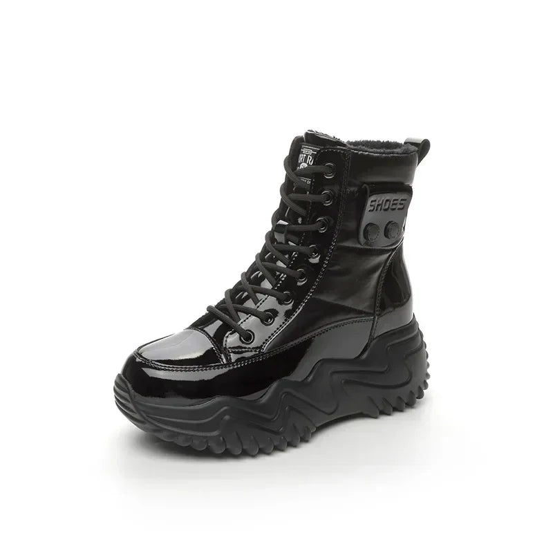 7CM Heightening Genuine Leather Platform Wedge Hidden High Heels Women Ankle Boots Casual Chunky Sneakers Spring Autumn Shoes