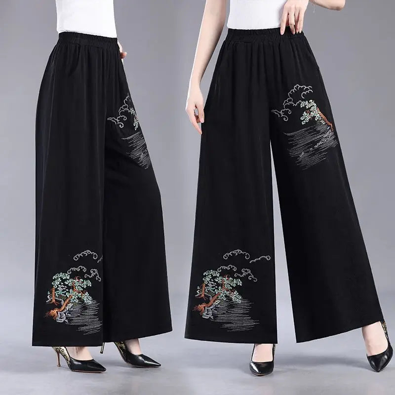 Female Trousers Skirt Korean Fashion G Classic Harajuku 90s Comfortable Stretch High Quality Clothing Embroidery Women's Pants