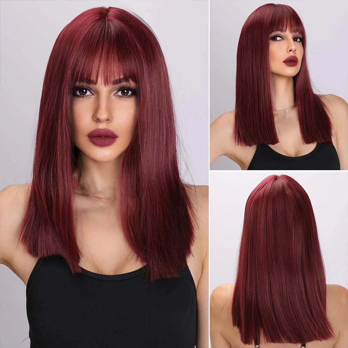 New light pink synthetic wig for long straight hair for party, Halloween cosplay, daily use, high-temperature hair accessory