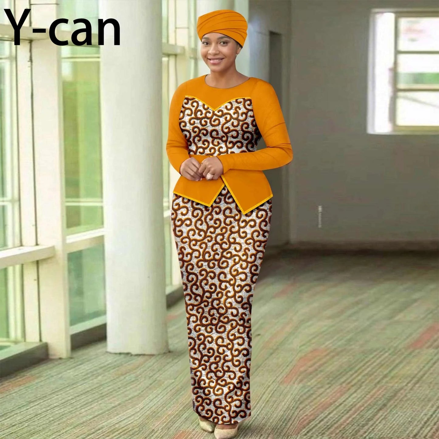 African Dresses for Women Elegant Patchwork Women Gown with Headscarf Wedding Party African Style Ankara Print 2525050