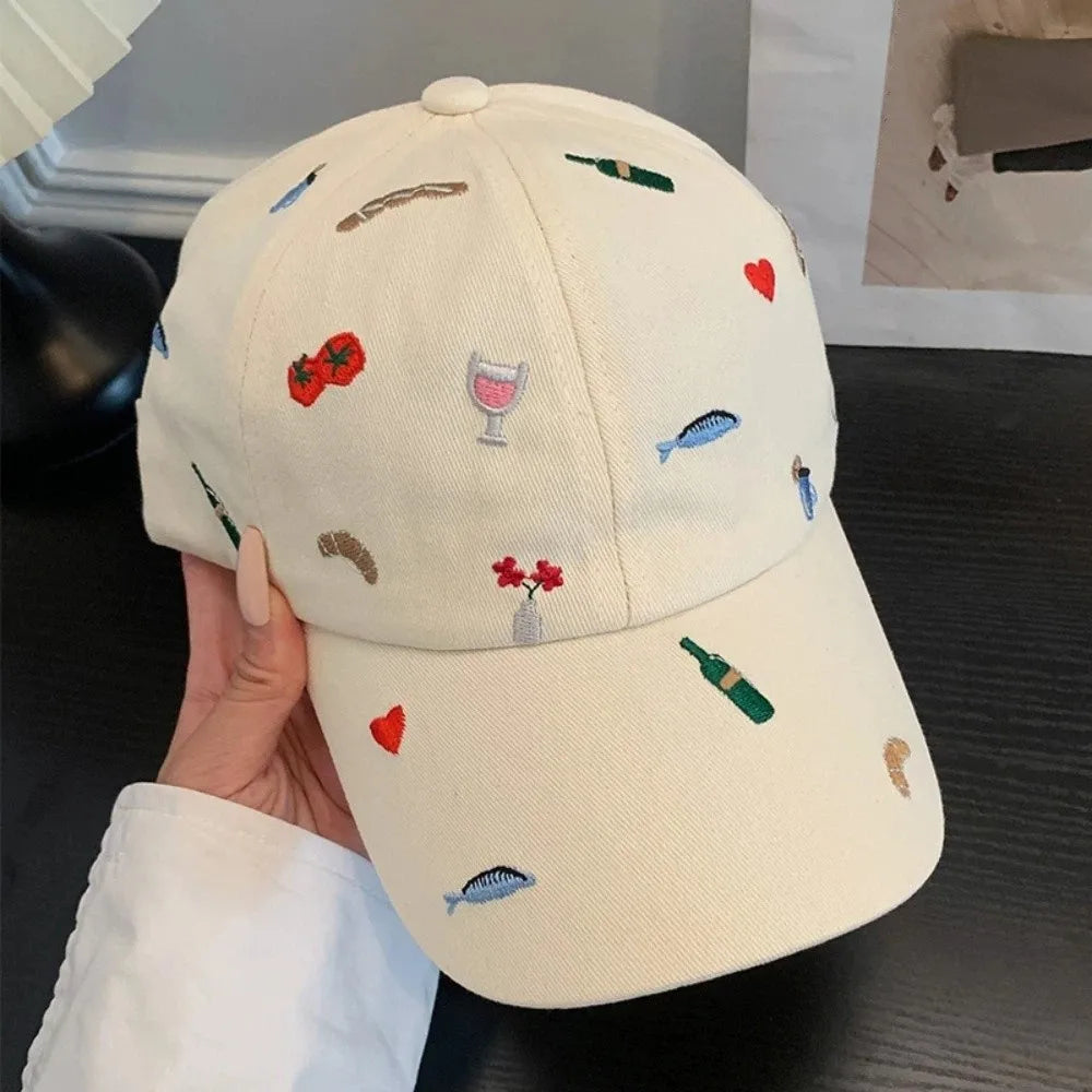 Retro Sweet Style Embroidered Baseball Cap Sunshade Breathable Sun Protection Cap Sunade Dubill Hat Women BAZAARHUBO