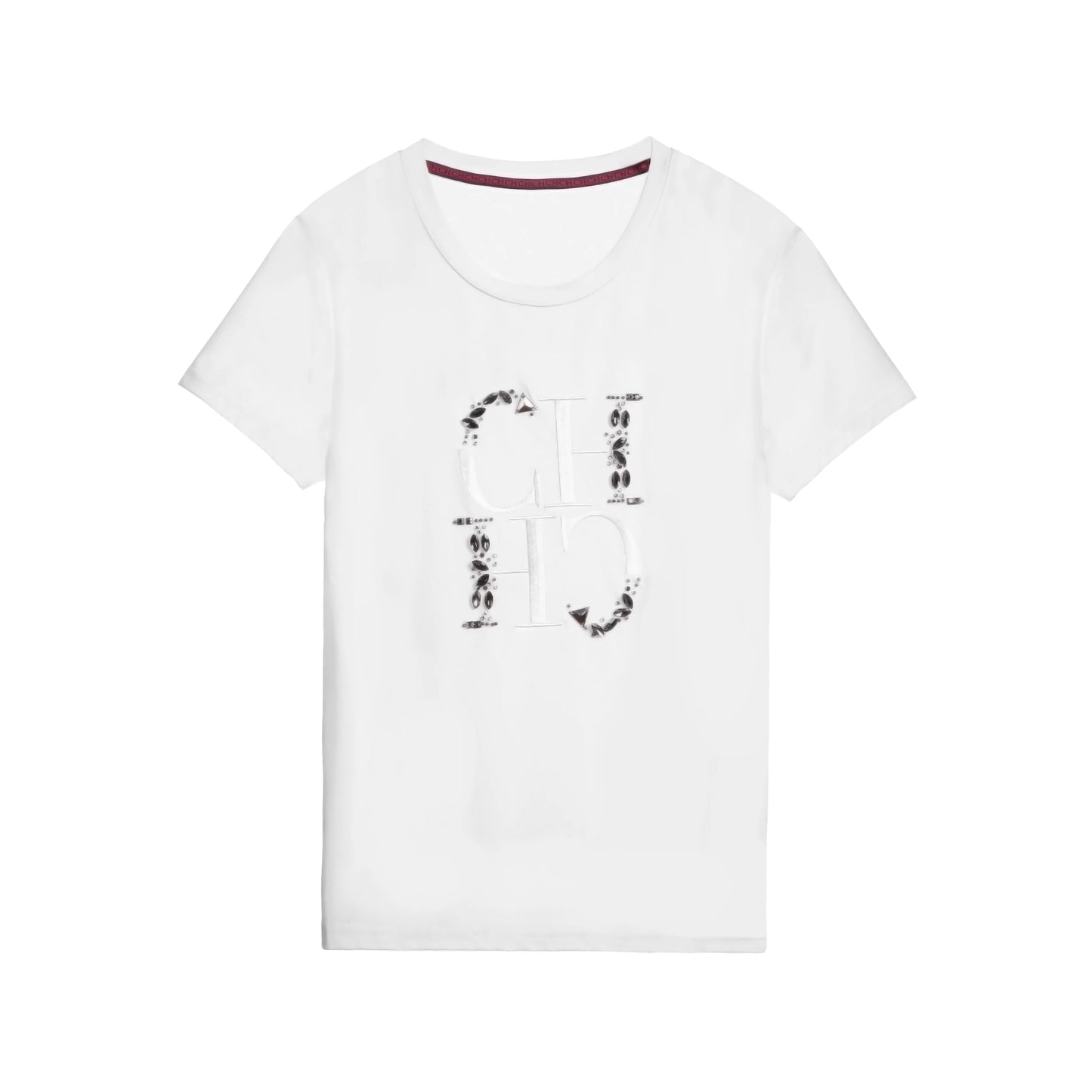 CHCH 2024 New Women's Summer T-shirt Short Sleeve Heavy Craft Embroidery T-shirt Women's Fashion Casual Women's Short Sleeve