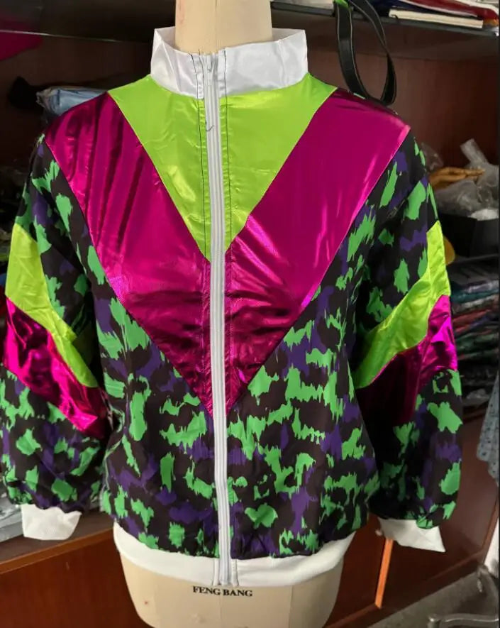 Women's Men's Costume 80s 90s Suit Party Accessories Disco Jacket Trousers Outfit Women's Men's Costume Tracksuit for Carnival