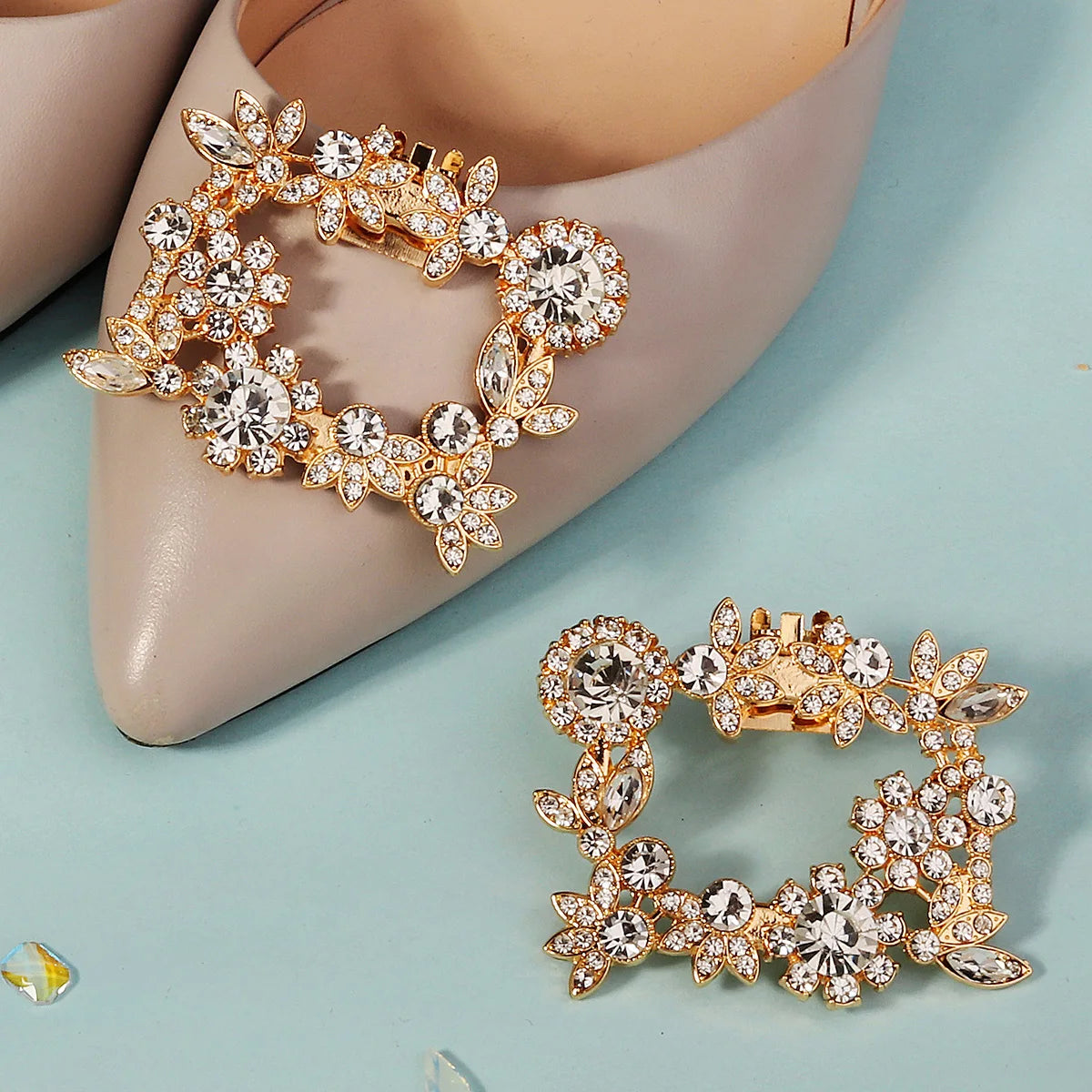 New Square Simple Women's Shoe Buckle Wedding High Heels Shoe Clip Bridal Gown Accessories Daily wear jewelry Holiday Gifts