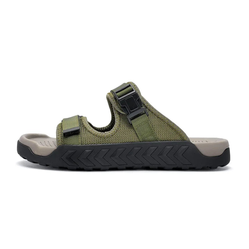 Summer Men Adjustable Outdoor Slippers Men Slides Anti Slip Slippers Black Khaki Green Comfortable Big Size 46 47