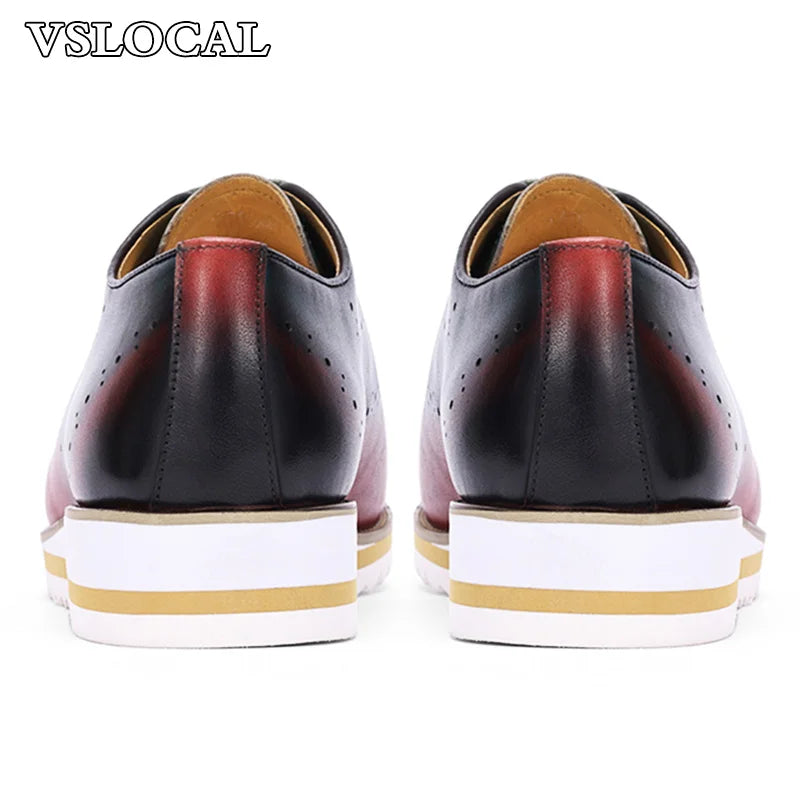 Luxury Men Light Shoes Green Mix Red Lace up Casual Mens Dress Shoes Comfortable Sports Walking Daily Leather Shoes Men
