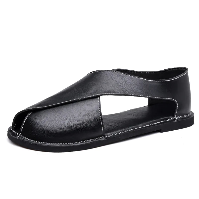 Italian Leather Sandals for Men Summer Sandals Men Casual Shoes Black Fashion Gladiator Sandals for Men Designer Shoes Zapatos
