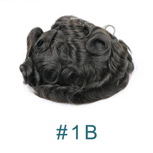 Durable Q6 Blonde Brown Bleached Knots Breathable Lace Grey Black 1B40 1B65 1B80 Men's Wig Human Hair Toupee Prosthesis For Men