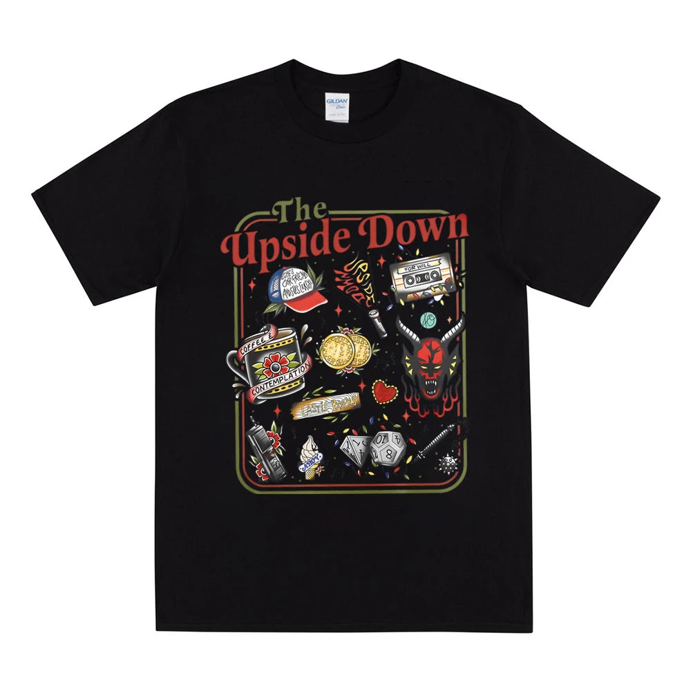 The Upside Down T-shirt Funny Women Men Hawkins Clipart Graphic Tee Stranger ST5 Inspired Demogorgon Shirts Trendy Gothic Tops