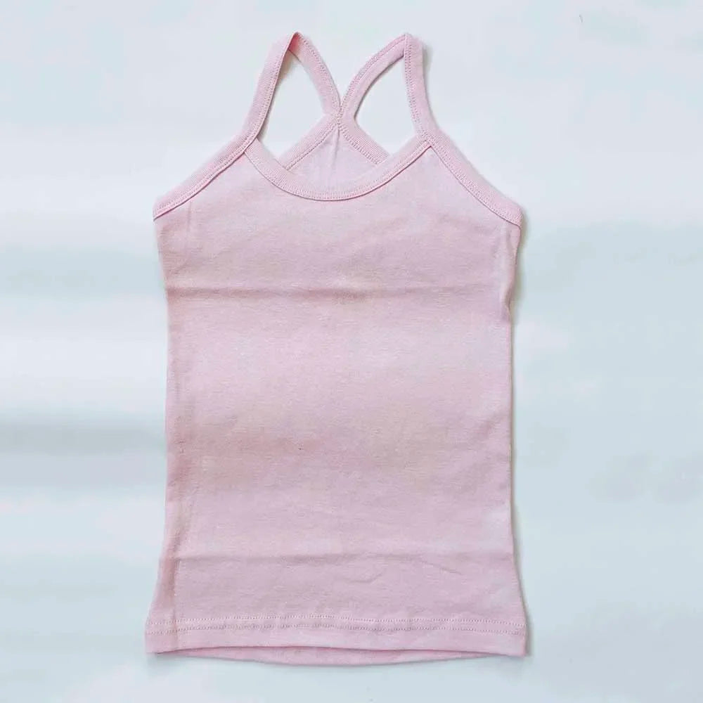 Summer Cotton Girls Vest Sleeveless Solid Color T-shirts Tees Kids Children Tops Baby Girl Casual Clothes Tshirt 2-12 Years