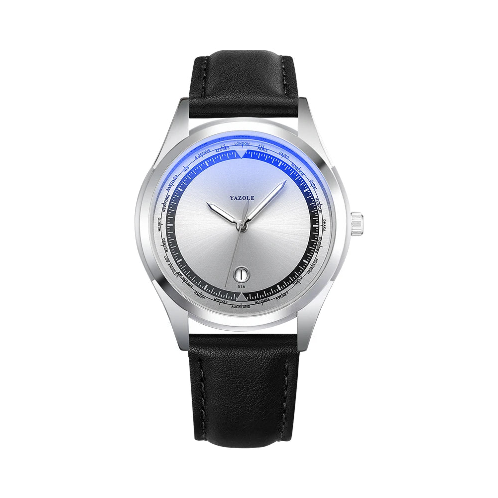YAZOLE Men's Watch Minimalist Luxury Quartz Man Watch Original Leather Strap Waterproof Calendar Watches Relogio Masculino