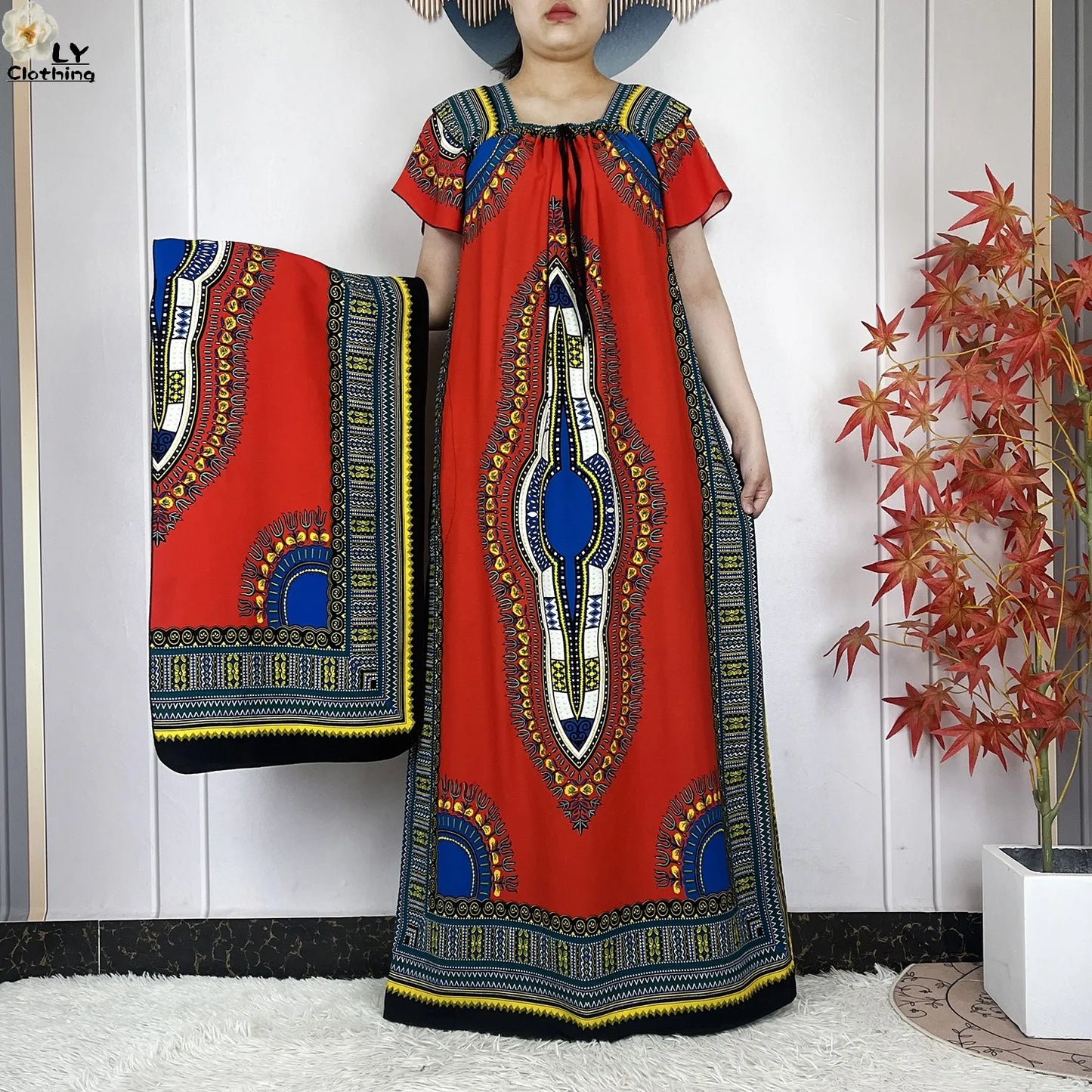 New Style African Abaya Summer Fashion Short Sleeve For Women Dress Cotton Boat Neck Loose Caftan Dubai Islam Femme Elegant Robe