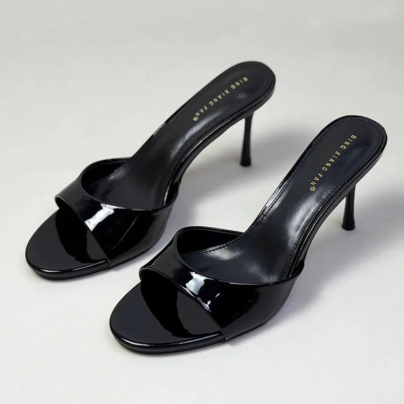 Luxury Footwear Slip On Women Stiletto Heels Shoes New Fashion Round Toe Ladies High Heels Pumps Shoes Female Slides
