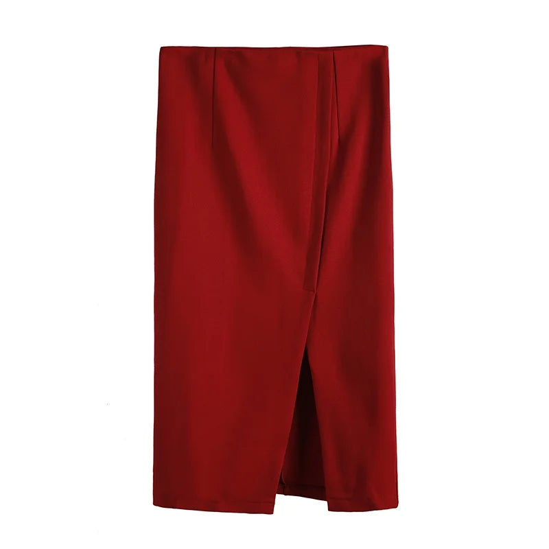 High Elastic European Style Sexy Split Package Hip Step Skirt High Waist Skirt