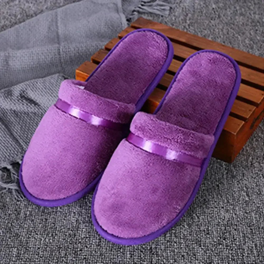 1Pair Coral fleece Men Women Cheap Hotel Slippers Cotton Slides Home Travel SPA Slipper Hospitality Comfort Home Guest Shoes