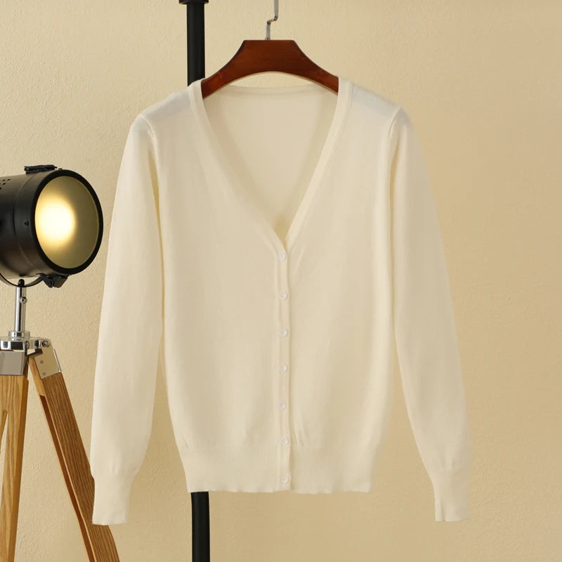 Korean Fashion Black Cropped Blouses Cardigan Female Clothing Sweaters Jersey Long Sleeve Top Women's Coat Spring 2025 Style