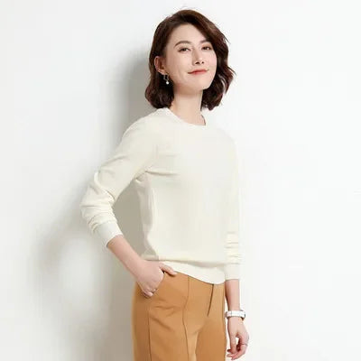 Autumn Winter Women's Sweater O-neck Cashmere Solid Pullovers Slim Bottoming Shirt Long Sleeve Casual Basic Pull Femme Sweater
