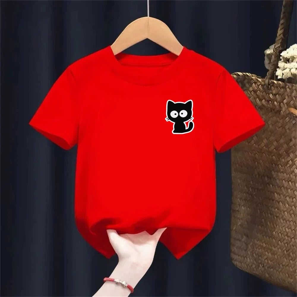 Kids Casual Printing O-neck Short Sleeve T-Shirt Summer Trend All-match Cartoon Pullover Top Tee Boys Girls Clothes