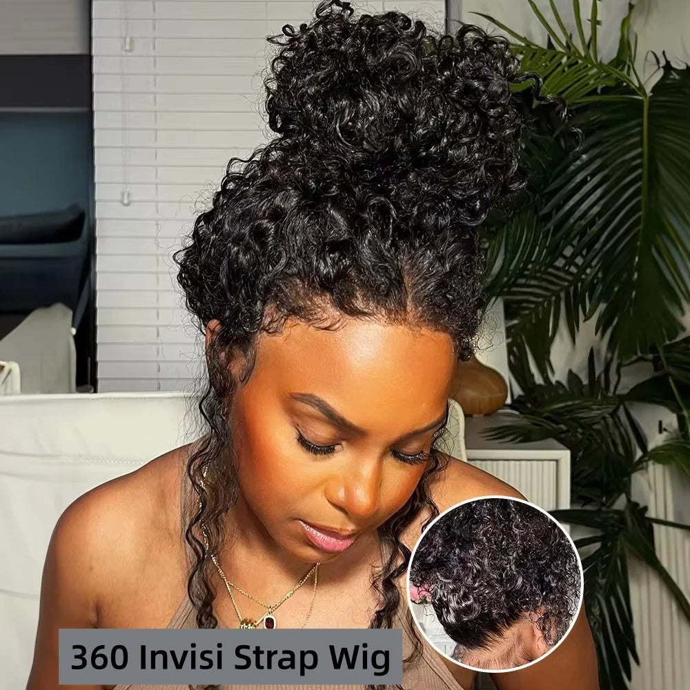 360 HD Full Lace Front Wigs Curly Wig Human Hair Pre Plucked Deep Wave Invisible Strap Wig 13x4 13x6 HD Lace Frontal Wig