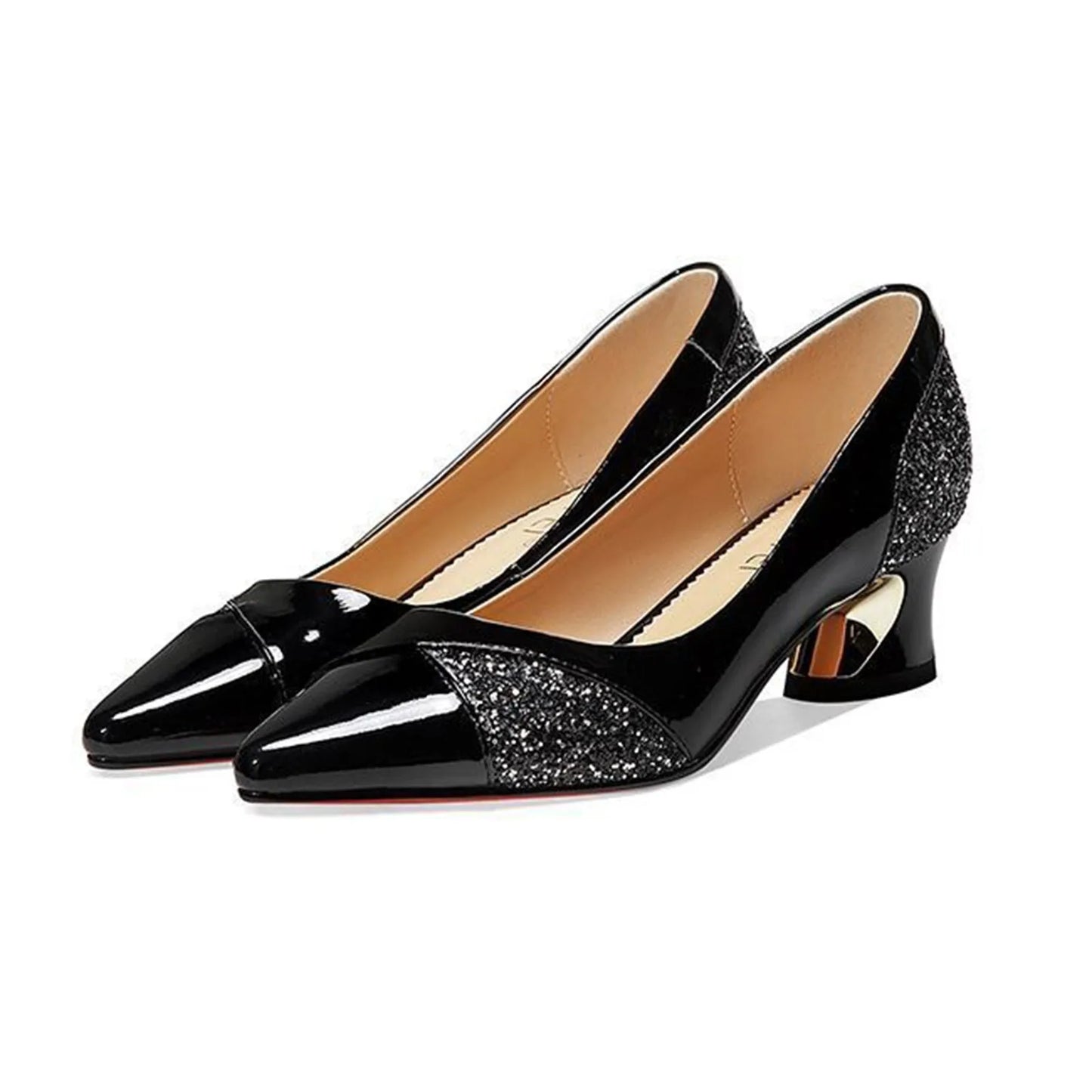 Fashion Women's High Heels Pumps 4CM Low-Heeled Elegant Ladies Wedding Shoes Sexy Red Pointed Toe Shallow Slip-On Party Shoes