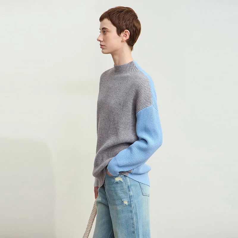 AMII Minimalism Sweaters Women 2024 Spring Street wear Spliced Knitted Top Drop Sleeve Loose Full Pullovers Sweaters 12344144