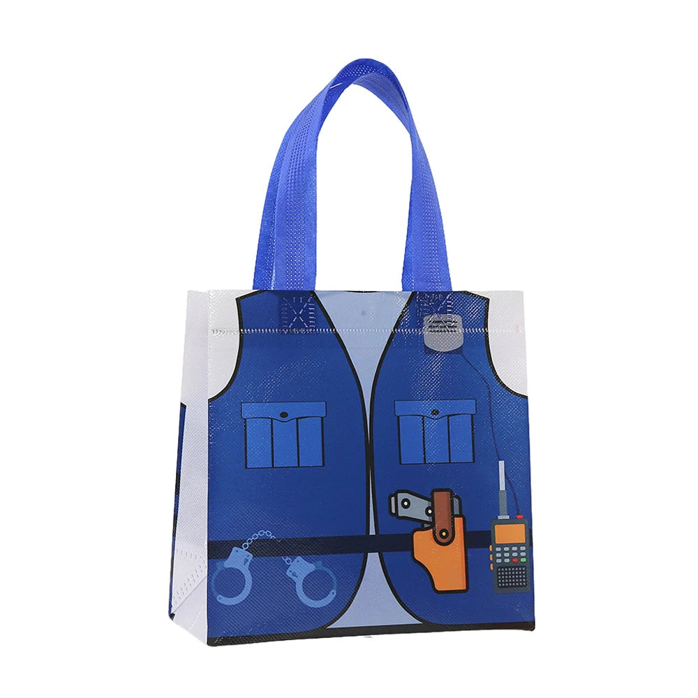 12Pcs Firefighter Doctor Police Uniform Gift Packing Bag Non-Woven Candy Bags for Kids Boy Birthday Baby Shower Party Decoration