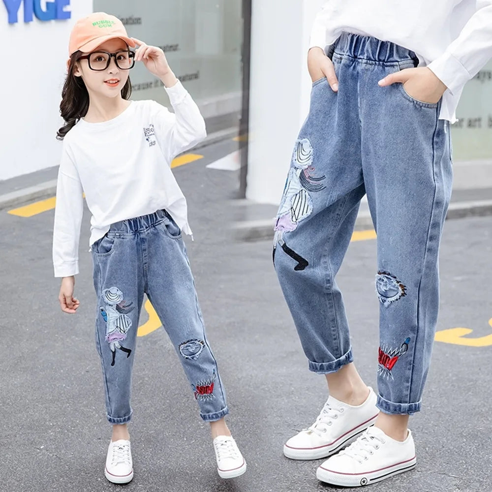 Kids Clothes Baby Girls Pants Sweatpants Children's Clothing Denim jeans Autumn Streetwear Spring Casual Kids Pants