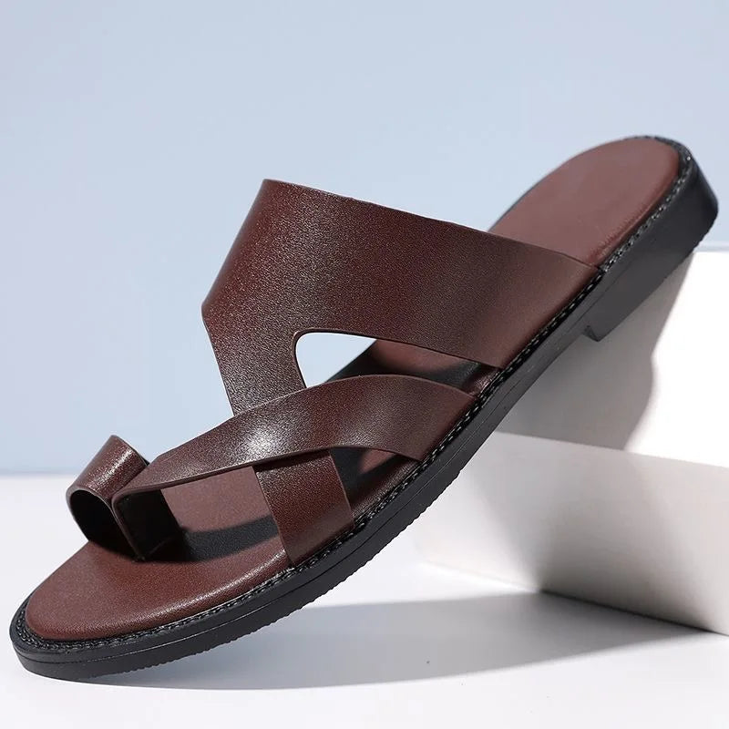 Sandals for Men Slippers Genuine Leather Luxury Brand Fashion Men Flats Casual Non-slip Beach Sandalia Zapatos Hombre 2024