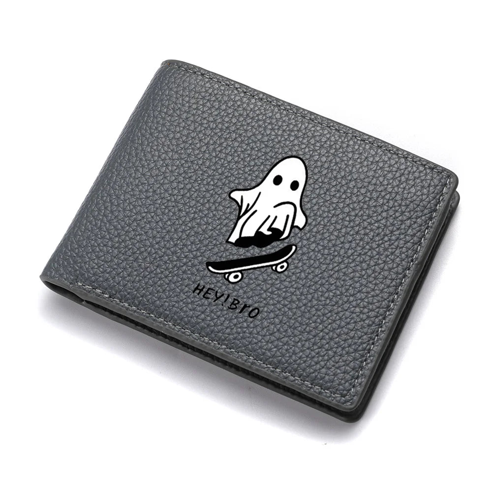 Men's Short Wallet PU Leather Mini Pattern with Multiple Card Slots And Zipper Coin Pocket
