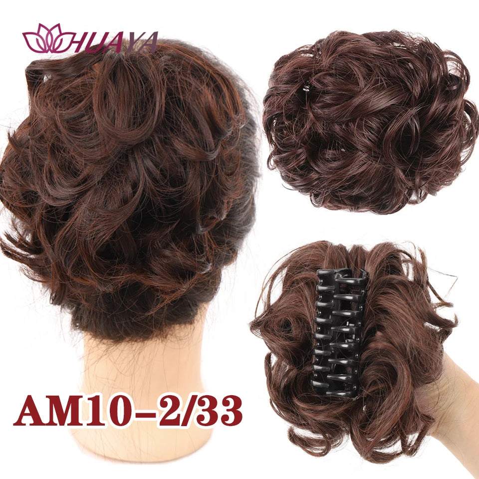 Synthetic Hair Bun Chignon for Women Messy Bun Hair Piece Tousled Updo Hair Extensions With Claw Clip Curly Hairpins Black Brown