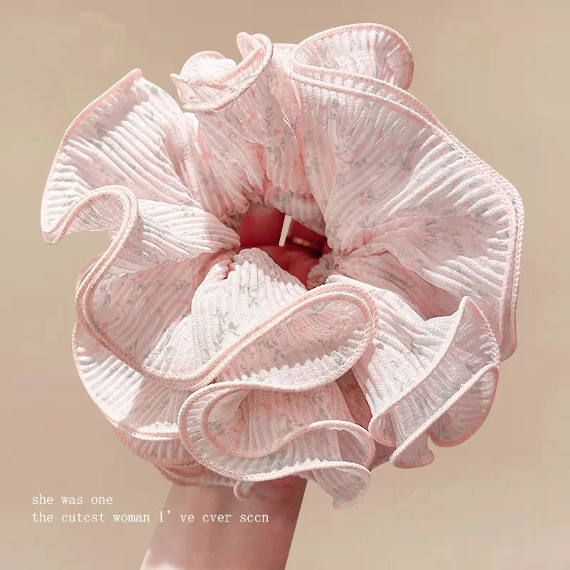 1pc sweet four-layer lace-trimmed floral large intestine hair tie, flower bud bun ponytail hair rope elastic hair accessories BAZAARHUBO