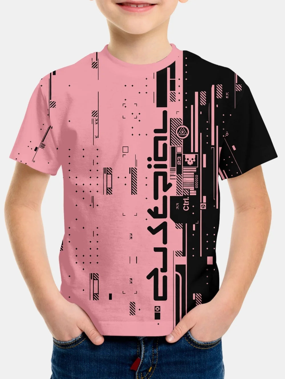 Kids T-Shirt Fashion 3D Line Graphic T-Shirts Casual Short Sleeves Round Neck Top Tees Daily Casual Sportswear