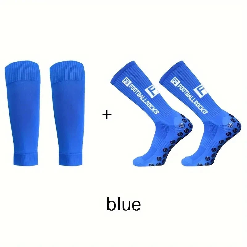 2 Pairs Set Anti-Slip Football Socks Men Women Sports Leg Sleeves Set Breathable Fitness Soccer Socks Basketball Sports Socks